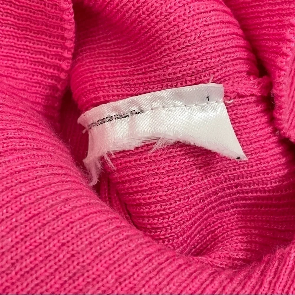 Maje Malangou Ribbed Knit Turtleneck Jumper Fluro Pink Small - Medium